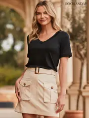 Sosandar Natural A Line Utility Skirt (B75362) | $104