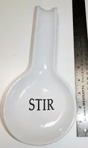 Kate and Carly "STIR" White Ceramic Spoon Rest NEW