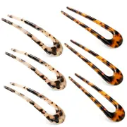 U-shaped Hairpin Tortoise Shell Fork Sticks 2 Prong Chignon 6 Pcs coffee