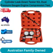 Cylinder Leak Down Tester Kit, Dual Pressure Gauges Engine Compression Test for