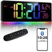 16" Bluetooth Large Digital Wall Clock/Auto Time Sync, 10 RGB Colors Digital ...
