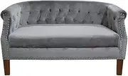 Priceworth Judy Velvet 2-Seater Sofa, Luxurious Couch, Modern and Elegant Bedroom and Living Room Furniture, Fitted with High-Quality Foam Padding, Comfortable, Durable, 74 H x 145 W x 77 D CM, Grey