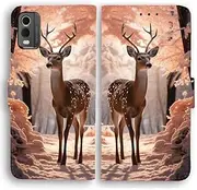 Flip Wallet Phone Case for Nokia 1-9 / C/G/X Phone Series - Spotted Deer in The Snow Forest Theme Print (Nokia XR21)