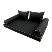 |COVER ONLY| Style4 Twin Contrast Trim Daybed Mattress Bolster Back Covers AD109