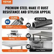 Commercial Worktable & Workstation 24 x 30 x 32 Inch Stainless Steel Work Table Heavy Duty Commercial Food Prep Work Table for Home Kitchen Restaurant