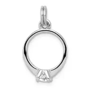 Sterling Silver Rhodium-Platedcz Polished Ring Charm