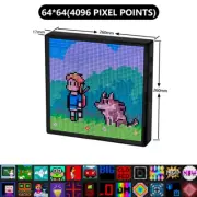 Programmable 64x64 RGB LED Pixel Panel with App Control and Digital Clock