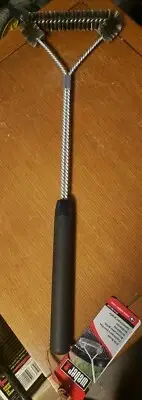 Grill Brush 21 Inch Three Sided Ergonomic Plastic Handle Stainless Steel Tool