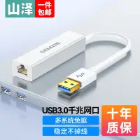 在飛比找京東台灣優惠-山澤(SAMZHE) USB轉網口千兆網卡 RJ45網線轉接
