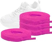 [WALWAL] 45" Flat Athletic Shoe Laces for Sneakers, Skate Shoes, Boots, Sport and Casual Wear 4 Pair Pack High Durability Stylish(Pink Color)