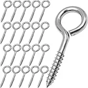 Eye Bolts Screw in Heavy Duty, 20 Pcs 2.5 Inch Sturdy Stainless Steel Eye Hooks, Anti-Rust Self Tapping Eyelet Screws for Securing Cables Wires, Hanging Lights, Indoor & Outdoor Use
