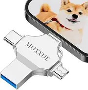 32 GB USB Stick for Phone Memory Stick, 4 in 1 USB Stick Phone, Pad, Mac, Android, PC Without Downloading an App