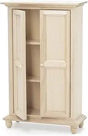Odoria Dollhouse Closet Miniature Wardrobe: 1/12 Scale Dressing Organizer for Bedroom Vintage - Mini Storage Cabinet Antique for 6 inch Dolls - Tiny Unfinished Furniture Natural Wood