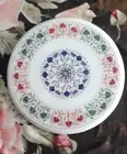 18" white marble table top coffee corner inlay malachite handmade deco c148