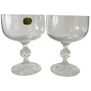 2 Bohemia Crystal Wine Glasses - Made In Czechoslovakia NEW