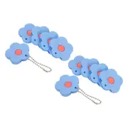 Key Caps Covers, 10 Pack Flower Keys Ring Coding Tags Identifiers, Blue