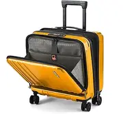 [TydeCkare] 16" Carry on Luggage with 2 Laptop Compartments, Lightweight Hardshell ABS+PC Suitcase with Dual Control, with YKK Zipper, 4 Spinner Silent Wheels, for Business Travel, Orange