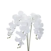 3Pcs 41" 9 Heads Artificial Orchid Stems Faux Phalaenopsis, Pure White