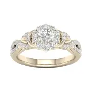 14K Yellow Gold 5/8ct TDW Diamond Halo Engagement Ring