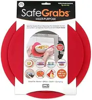 Safe Grabs: Multi-Purpose Silicone Original Microwave Mat as Seen on Shark Tank | Splatter Guard, Trivet, Hot Pad, Pot Holder, Minimize Mess (BPA Free, Heat Resistant, Dishwasher Safe), Set of 2, Red