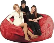 Adults Giant Bean Bags Cover (No Filler) Stuffed Animal Storage Kids Bean Bag Chair Sack Recliner Gaming Bean Bag for Living Room(Size:5ft,Color:Red)