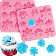 2 Pieces 3D Snowflake Fondant Mold Christmas Snowflake Silicone Mold for Cake Cupcake Decoration Polymer Clay Crafting Projects