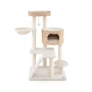 Costway Indoor Cat Tree Multi-level Kitty Activity Center Modern Cat Tower - Natural