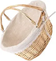Balacoo Wicker Picnic Basket with Handle, Woven Willow Storage Basket, Picking Shopping Baskets, Willow Flower Girl Baskets for Weddings, Garden and Home Decor
