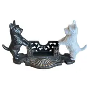 Cast Iron Black Scottie & White Westie Whisky Dogs Business Card Holder 29cm