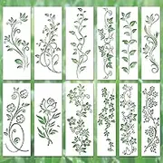 12pcs Leaf Vine Stencils, Leaves & Flower Stencil Reusable Floral Stencil Spring Drawing Templates for Painting on Walls DIY Craft Canvas Home Decor Wall Art