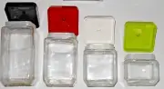 Vtg Rare 4 Pc Set Glass Plastic Square Versatile Canister Storage Container Jar