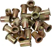 BQLZR Carbon Steel M6 Threaded Flat Head Rivet Nut Flat Head Thread Rivet Nutsert Cap Assortment Rivet Nut Tool 6mm Pack of 25