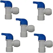 Elbow 1/4 Female x 3/8 Tank Ball Valve Quick Connect Aquarium RO Water Pack of 5