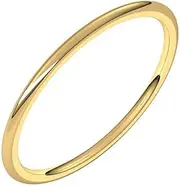 [JewelryWeb] 14ct Yellow Gold Half Round 1mm Comfort-Fit Lightweight Light Wedding Band Ring Size N 1/2