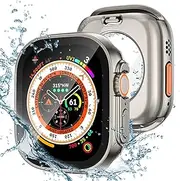 2 in 1 Waterproof Case compatible for Apple Watch 45mm Screen Protector, 360 Protective Glass Face Cover Hard PC Bumper + Back Frame compatible for iWatch Series 9 8 7(For 45mm Only,Titanium)