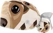 [YTYVAGT] 2-Pc,Gourd-Shaped Working Cap,Fisherman Hat with Buttons and Cotton Sweatband,Cartoon Cute Dogs Paw Prints