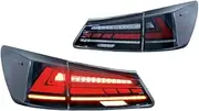 LED Tail Lights Compatible With Lexus IS250 IS350 ISF 2006-2013 ，Dynamic Animation Sequential Turn Signal Black Rear Lamps Assembly