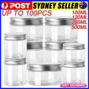 UP100X Clear Plastic Round Storage Container Screw Jar Top Lid Condiment Kitchen
