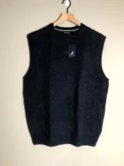 NWT Nautica Mens Navy 100% Lambswool V-Neck Preppy Academia Sweater Vest Sz XL