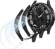【2+3 Pack】 T Tersely Case and Screen Protector for Samsung Galaxy Watch 6 Classic 43mm, with 2 Hard PC Bumper Case and 3 Tempered Glass Screen Protector Ultra Clear Slim Full Cover (Black+Black)