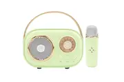 Mini Karaoke Machine for s,Portable Bluetooth Speaker with 1 Wireless Microphone,Toys for Girls Boys Gifts,Retro Speaker Set Stereo Sound Enhanced Bass for Home Party Birthday(Green)