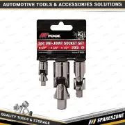 3 Pcs of PK Tool 1/4 Inch 3/8 Inch & 1/2 Inch Drive Socket Universal Joint Set