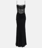 [Alessandra Rich] Alessandra Rich Laminated jersey maxi dress AU 12 black