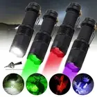 Tactical EDC Pocket LED Flashlight Red/Green/Red/UV Blacklight Hunting Lamp Zoom