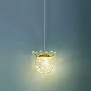 TONFON Modern Iron Hanging Light Children's Room Mini Pendant Light Drop LED Suspension Chandelier for Kitchen Island Living Room Bedroom Bedside Dining Room Hallway Ceiling Light Fixture(Gold,Warm li