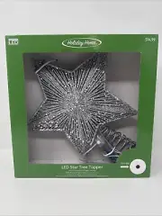 Holiday Home Silver-toned LED Star Tree Topper, 9.8"x12"x2.17" White LED Lights