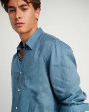 [Jag] Jag Men's Cooper Linen Shirt In Atlantic Blue Size Xl XL Blue