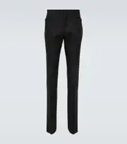 [Tom Ford] Tom Ford Atticus striped mohair-blend jacquard slim pants UK 34 black