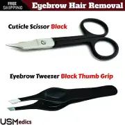 Arrow Point Cuticle Scissor Super Sharp Eyebrow Hair Removal Thumb Tweezers Set