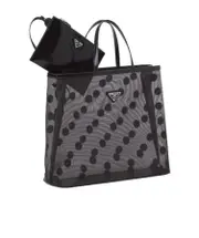 Polka-dot mesh tote bag One size black
